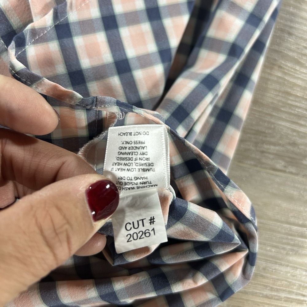 Mizzen + Main Leeward Collection Medium Trim Fit Blue Pink Plaid Button Front US - Picture 9 of 13